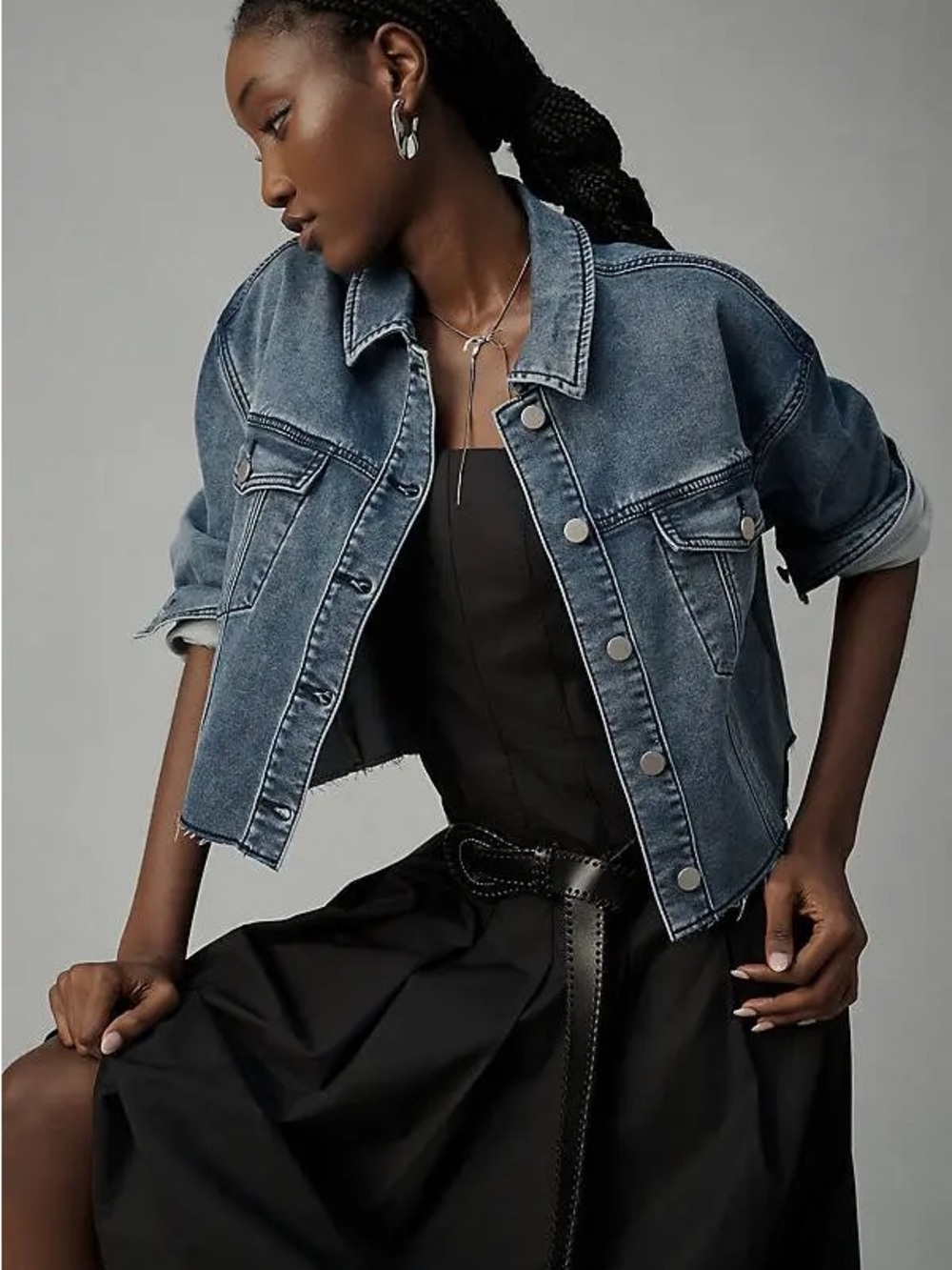 Anthropologie DOLAN Cropped Jean Distressed Jacket Chic Women’s size Small NWOT